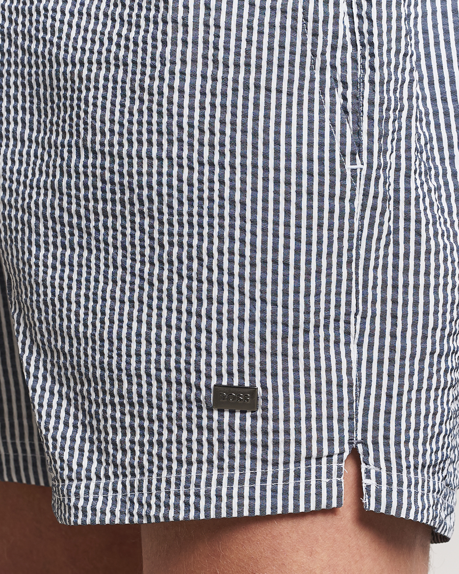 Herren | Badehosen | BOSS BLACK | Velvetfish Seersucker Swimshorts Navy