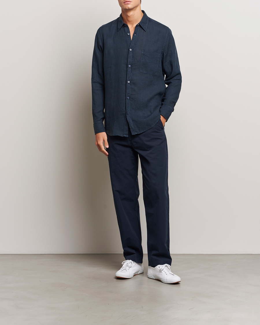 Herren | Hemden | BOSS ORANGE | Relegant Linen Shirt Dark Blue