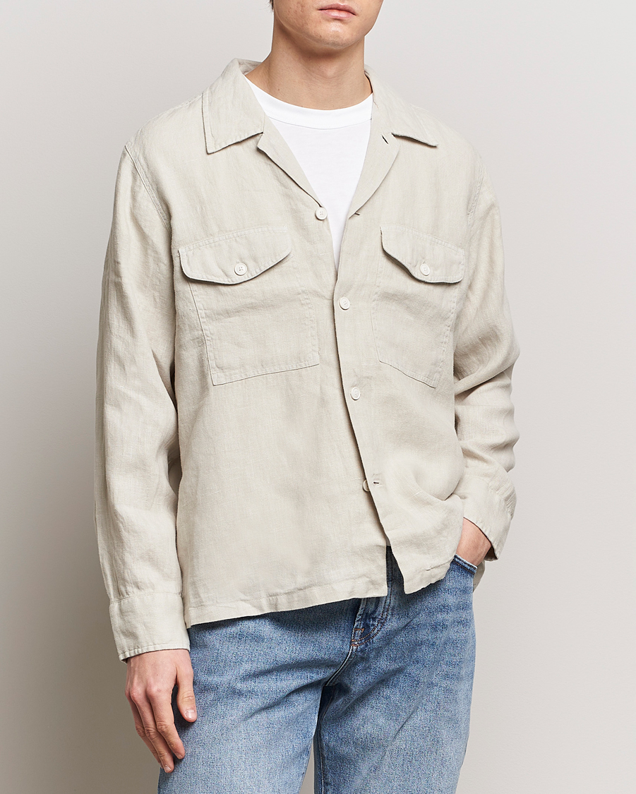 Men | Spring Jackets | BOSS ORANGE | Lovel Linen Overshirt Light Beige