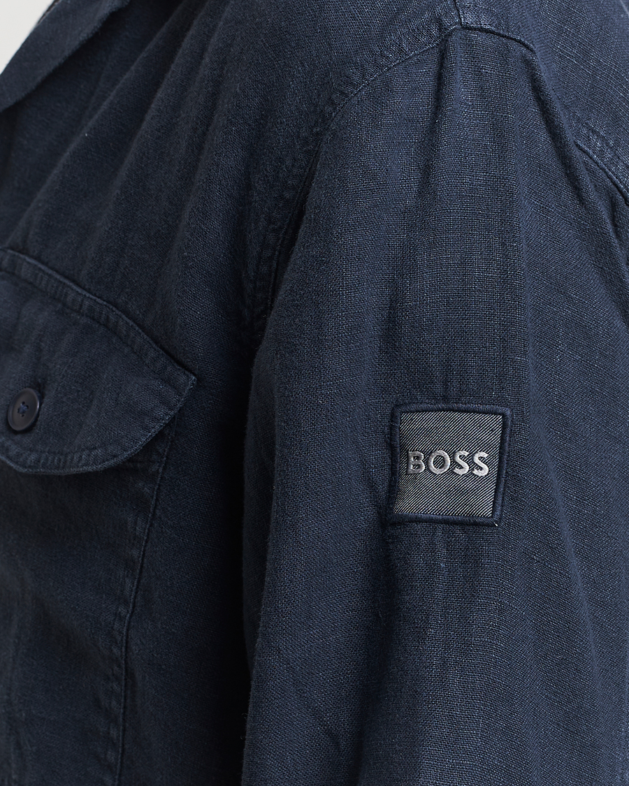 Herren | Hemden | BOSS ORANGE | Lovel Linen Overshirt Dark Blue