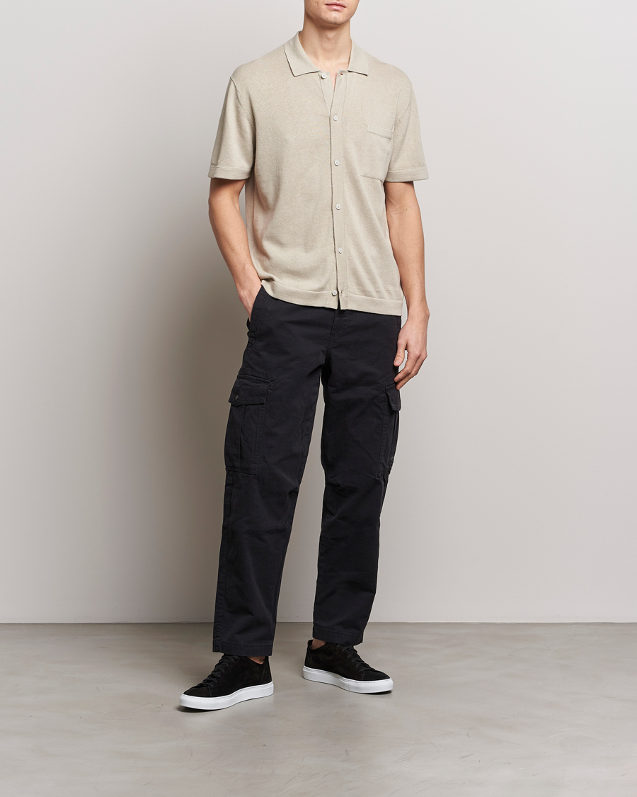 Herren | Hemden | BOSS ORANGE | Kamiccio Knitted Short Sleeve Shirt Light Beige