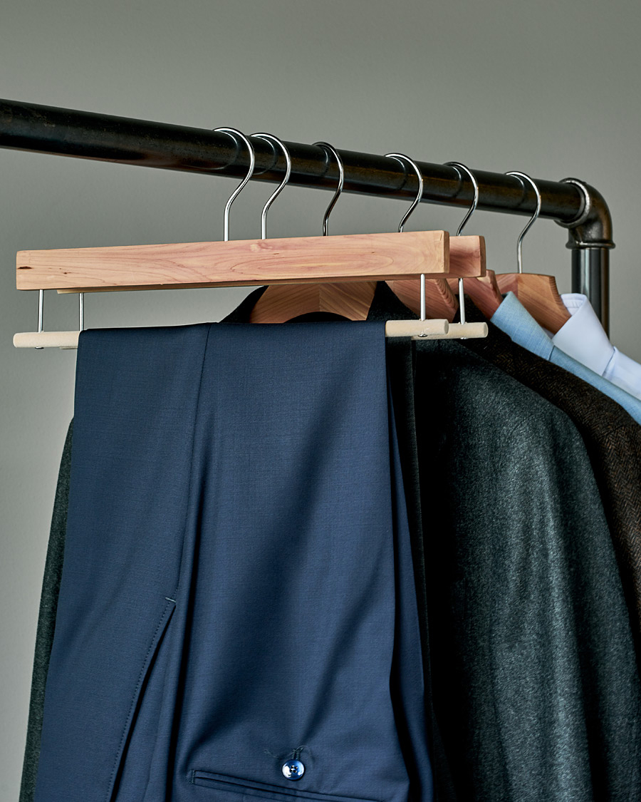 Men | Garment Care | Care with Carl | 5-Pack Cedar Wood Trouser Hangers 