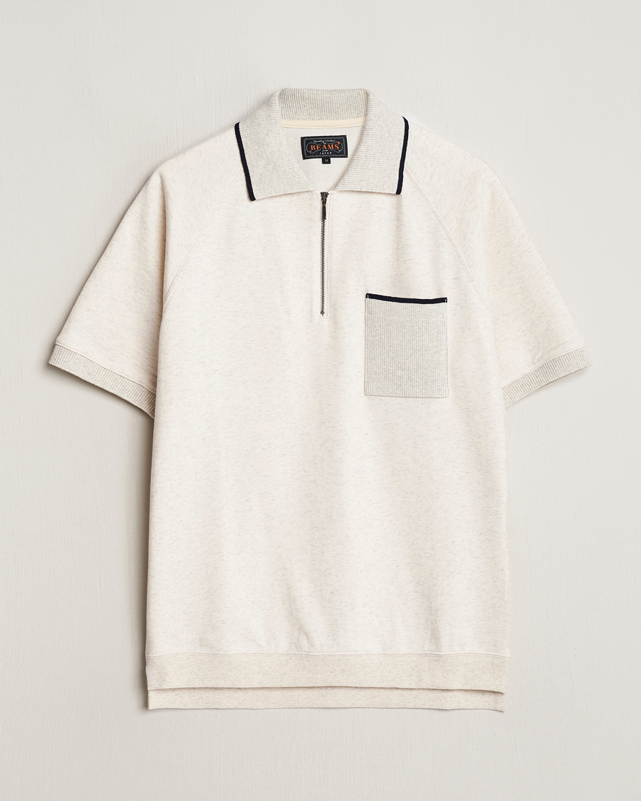Herren | Poloshirts | BEAMS PLUS | Half Zip Light Fleece Polo Oatmeal