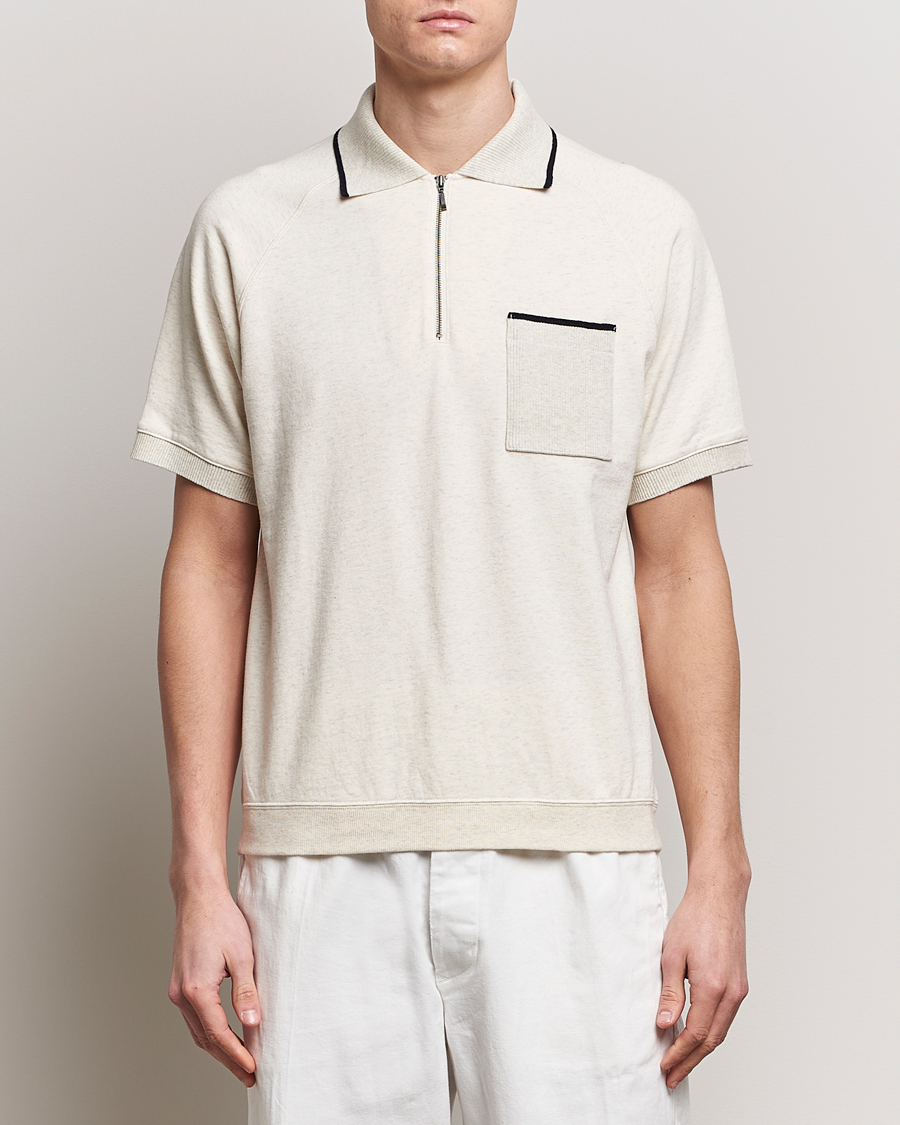 Herren | Poloshirts | BEAMS PLUS | Half Zip Light Fleece Polo Oatmeal