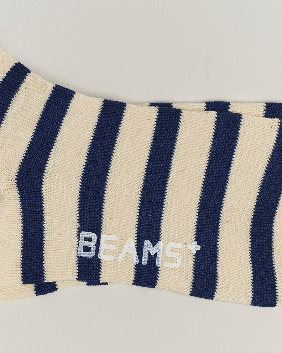 Herren | Kleidung | BEAMS PLUS | 2 Tone Striped Socks White/Navy