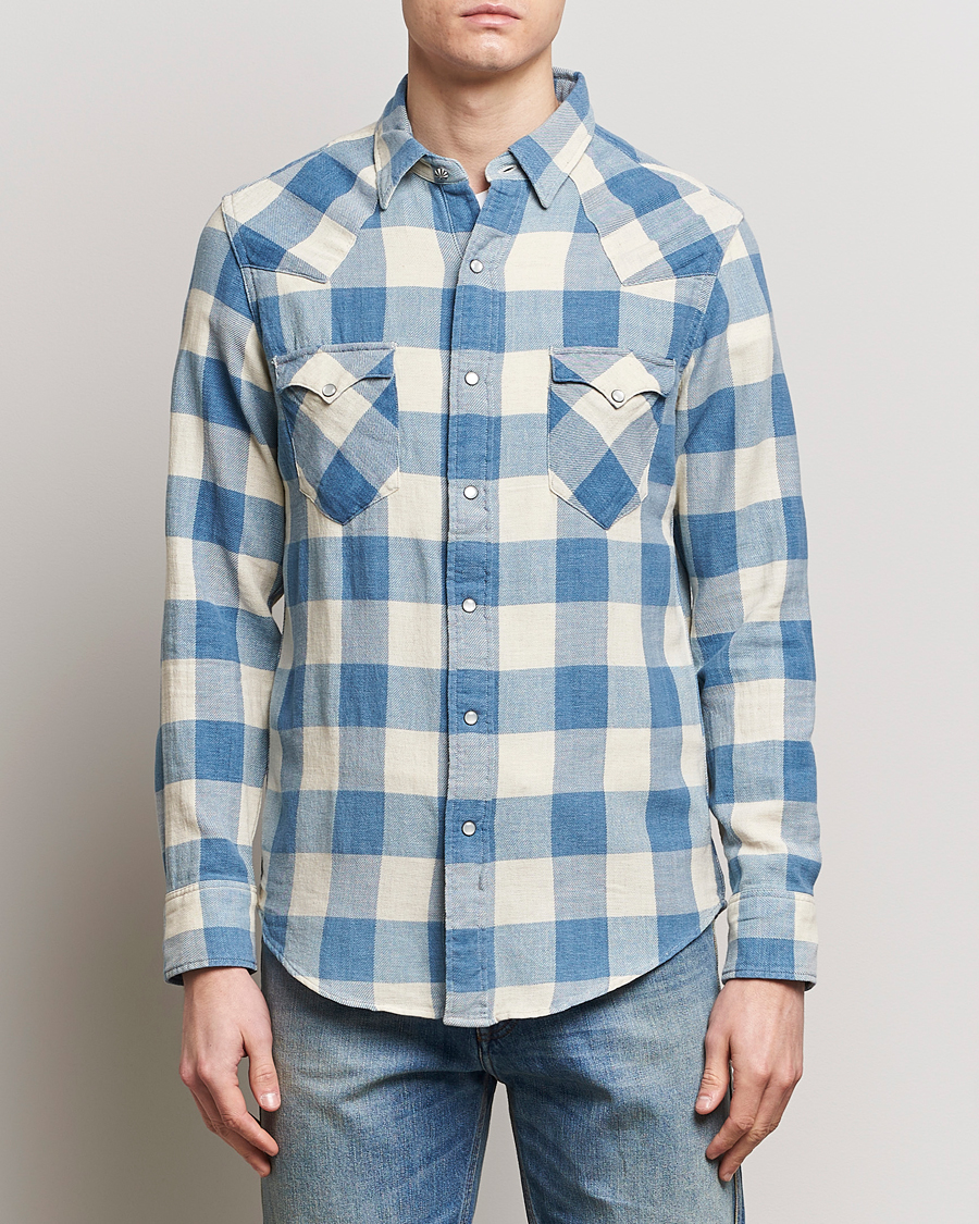 Herren | Kleidung | RRL | Buffalo Flannel Western Shirt Indigo/Cream