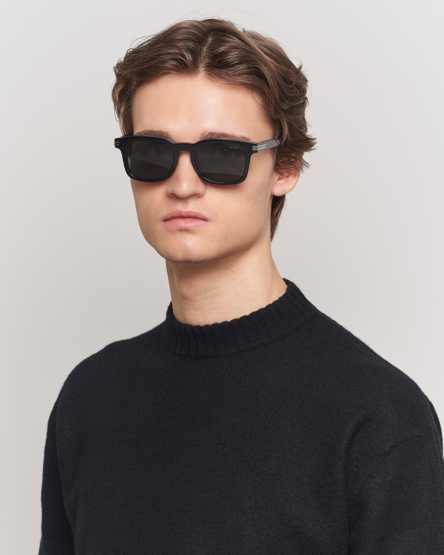 Herren | Sonnenbrillen | Zegna | EZ0230 Sunglasses Black/Smoke