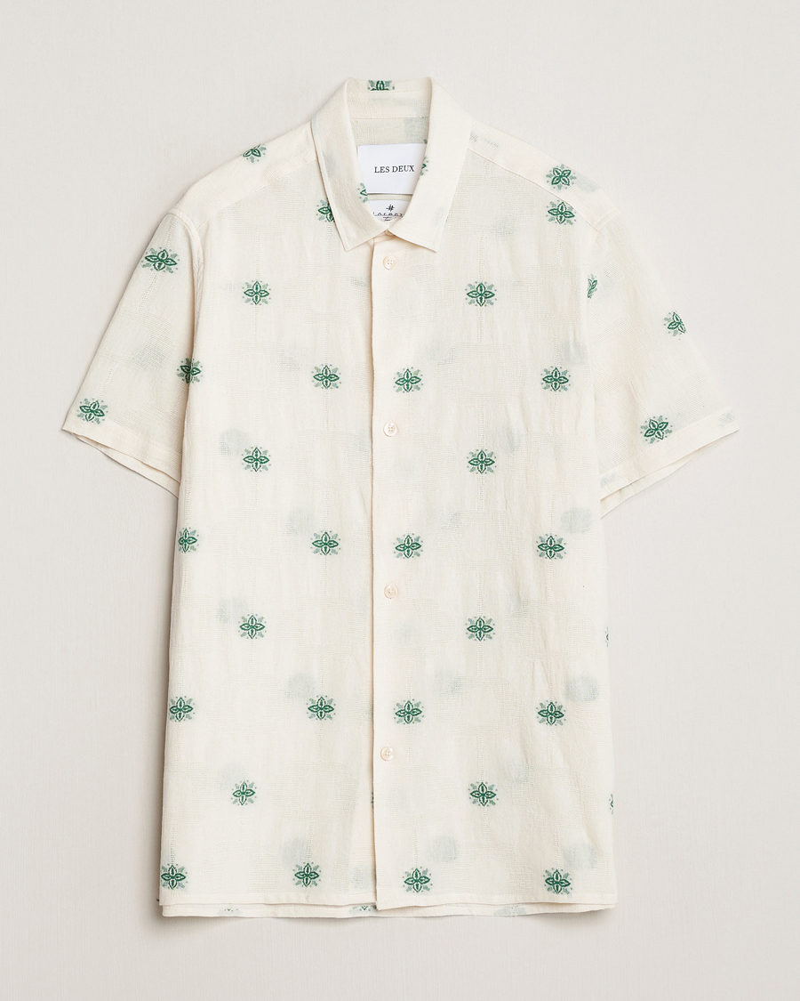 Herren | Hemden | LES DEUX | Ira Short Sleeve Embroidery Cotton Shirt Ivory