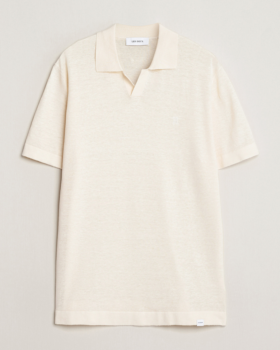 Herren | Poloshirts | LES DEUX | Emmanuel Linen/Cotton Polo Knit Ivory