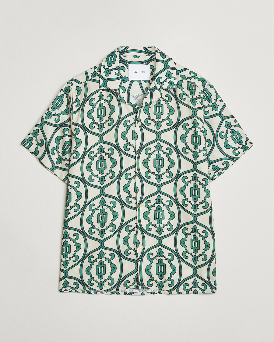 Herren | Hemden | LES DEUX | Ornament Print Tencel Shirt Ivory/Green