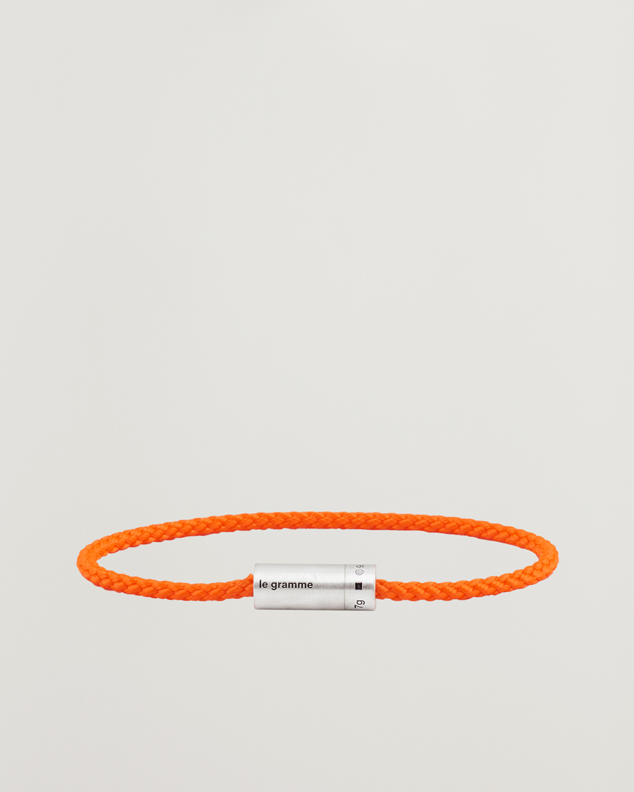 Herren | Schmuck | LE GRAMME | Nato Cable Brushed Bracelet Orange/Sterling Silver 7g