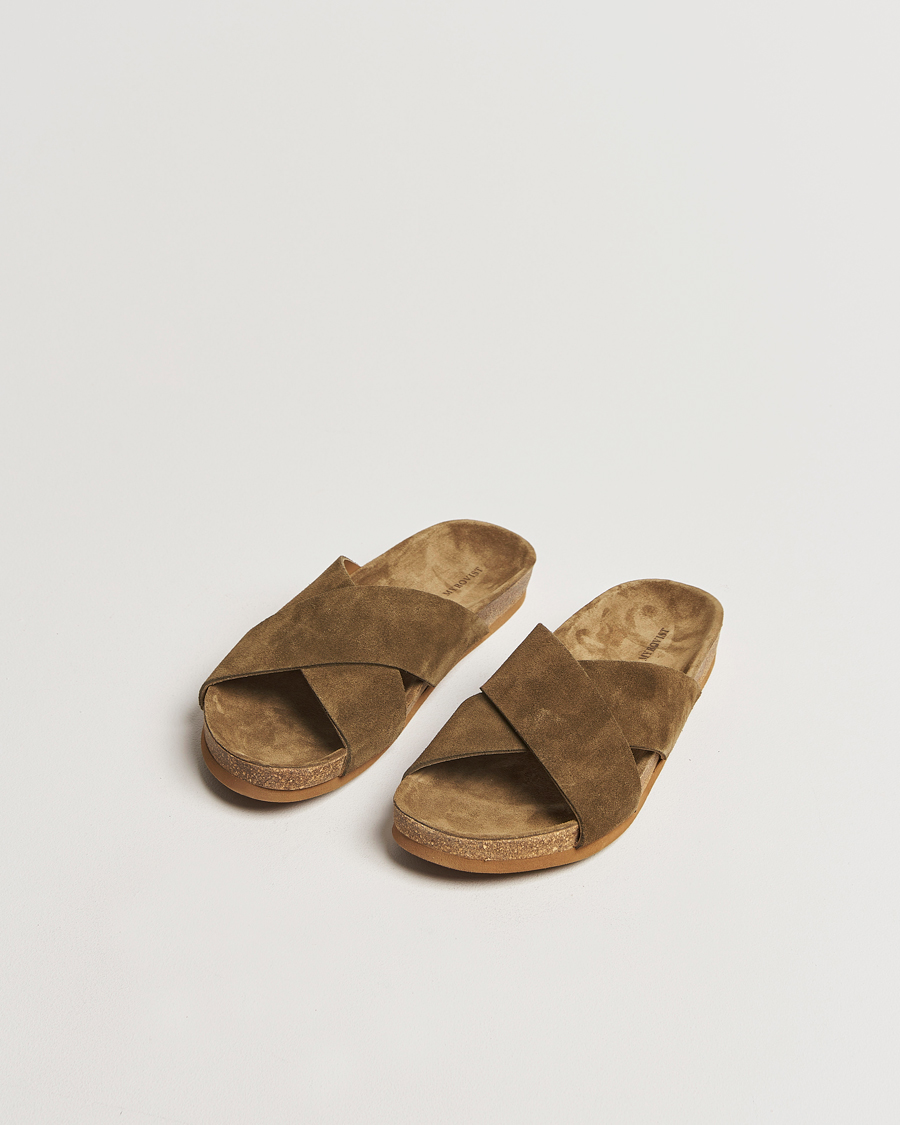 Herren | Myrqvist Solvik Sandals Moss Green Suede | Myrqvist | Solvik Sandals Moss Green Suede