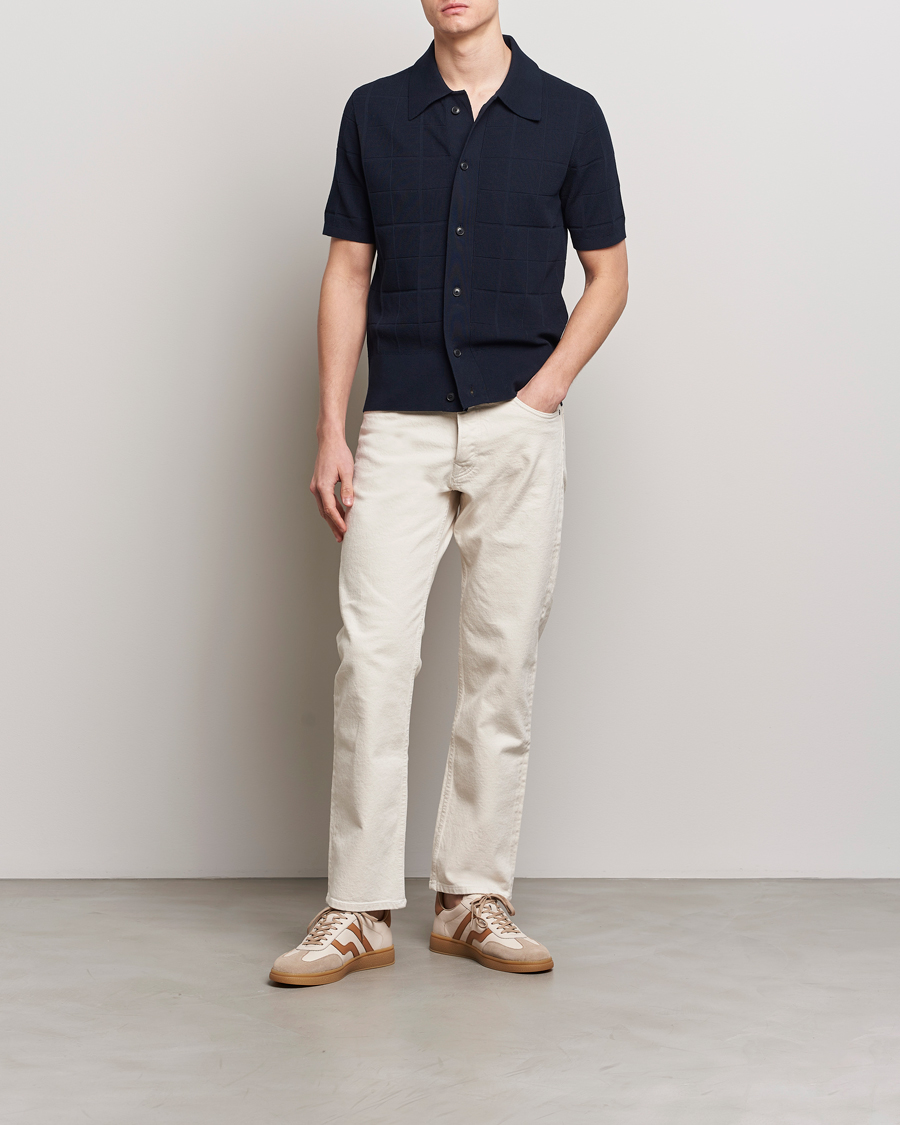 Herren | Poloshirts | Tiger of Sweden | Araawen Short Sleeve Knitted Polo Light Ink