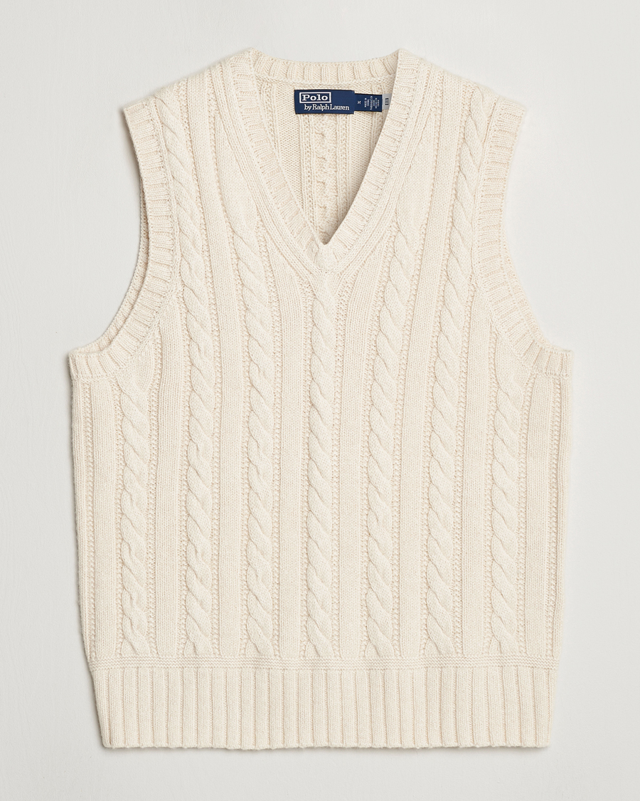 Herren | Pullover | Polo Ralph Lauren | Cotton Aran Knitted Vest Cream