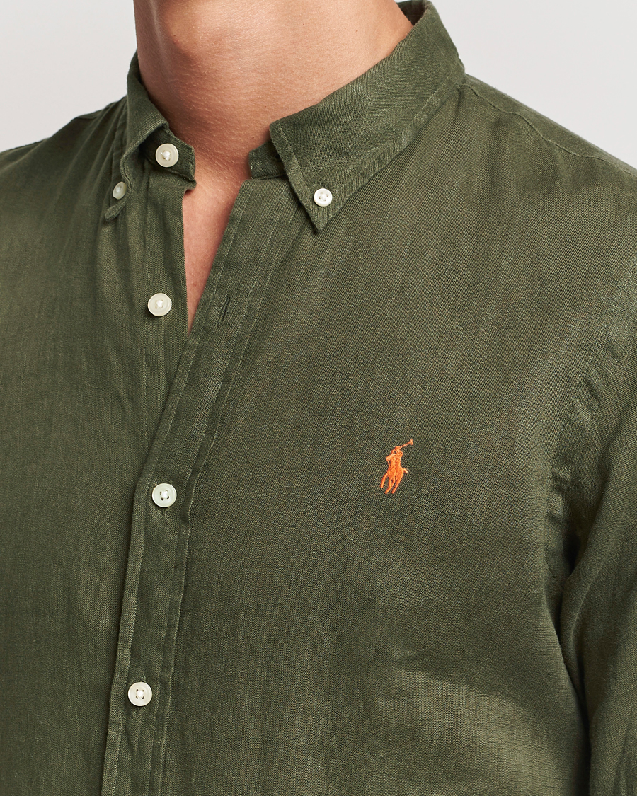 Herren | Hemden | Polo Ralph Lauren | Slim Fit Linen Button Down Shirt Thermal Green