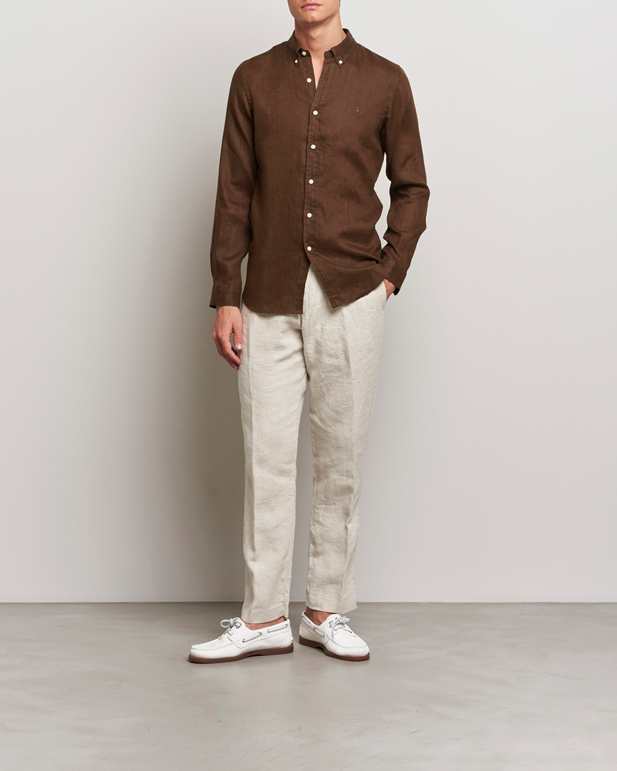 Herren | Hemden | Polo Ralph Lauren | Slim Fit Linen Button Down Shirt Chocolate Mousse