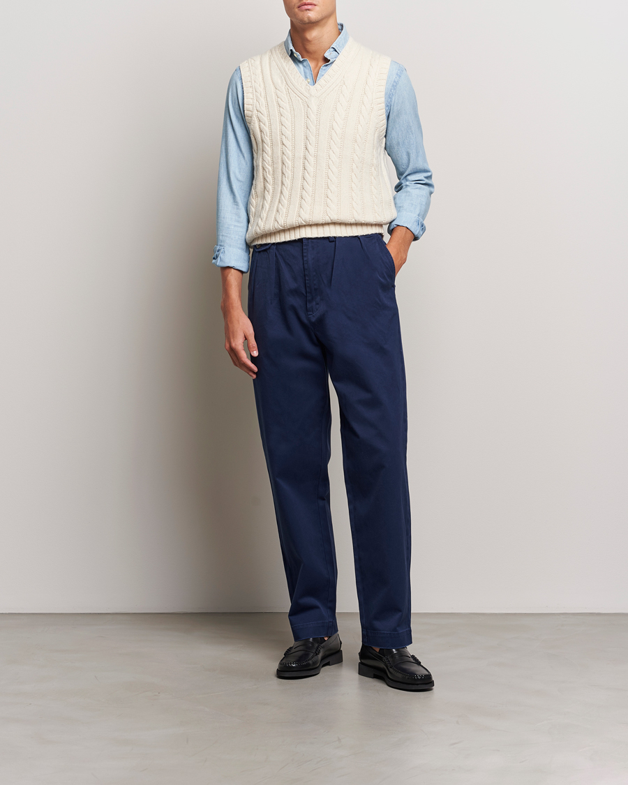 Herren | Hosen | Polo Ralph Lauren | Rustic Twill Pleated Worker Trousers Newport Navy