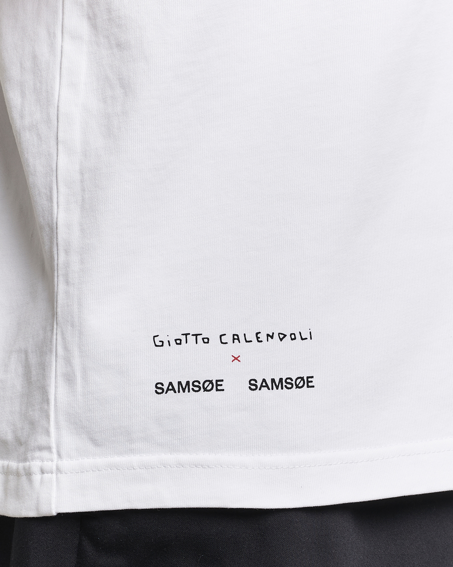 Herren | T-Shirts | Samsøe Samsøe | Sagiotto Printed Crew Neck T-Shirt White Estate