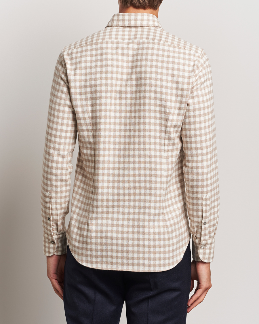Herren | Hemden | Grigio | Washed Flannel Shirt Beige Check