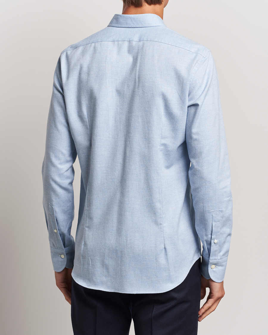 Herren | Hemden | Grigio | Washed Flannel Shirt Light Blue