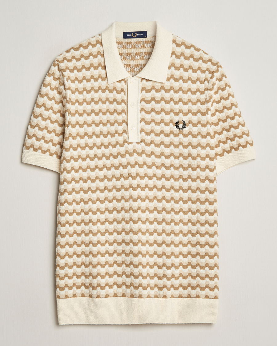 Herren | Poloshirts | Fred Perry | Bouclé Jacquard Knitted Polo Ecru