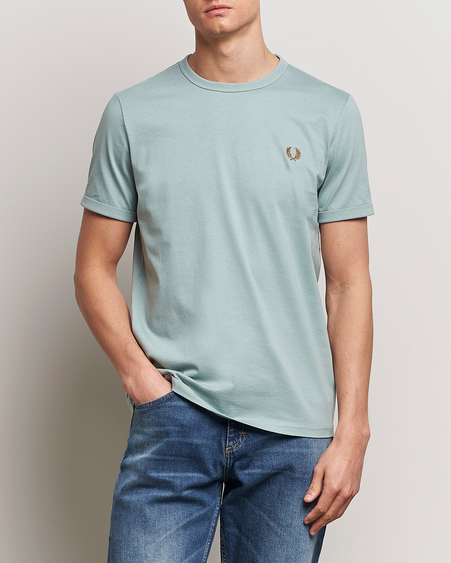 Herren | T-Shirts | Fred Perry | Ringer T-Shirt Silver Blue