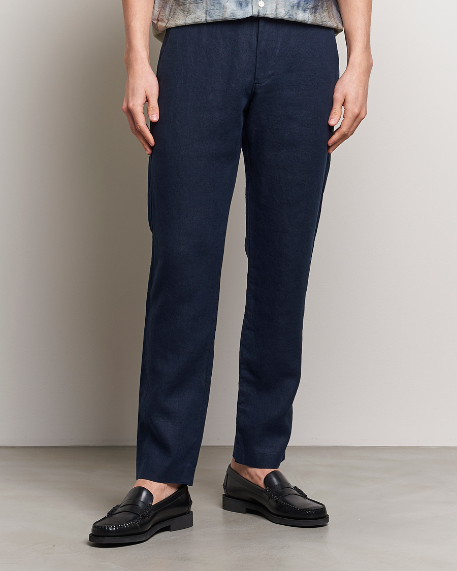 Herren | Hosen | NN07 | Theo Linen Trousers Navy Blue