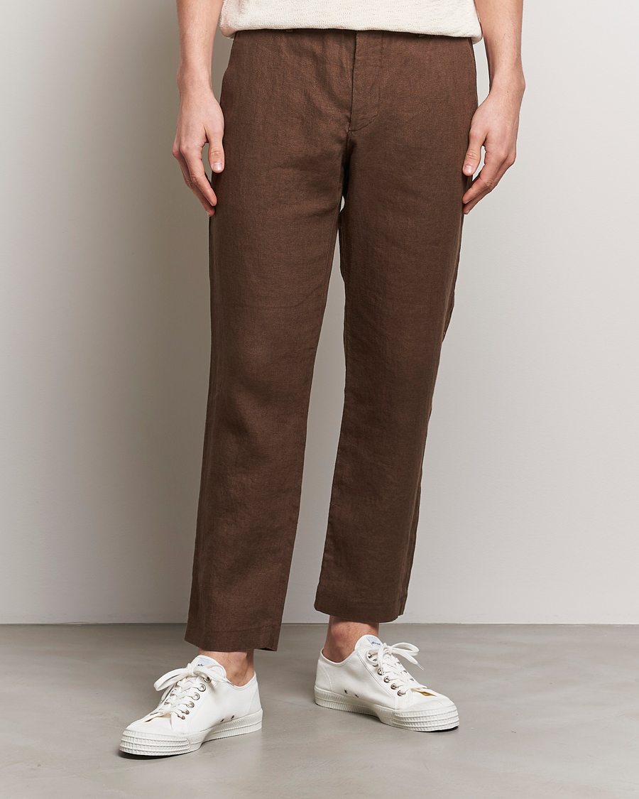 Herren | The Linen Lifestyle | NN07 | Theo Linen Trousers Cocoa Brown