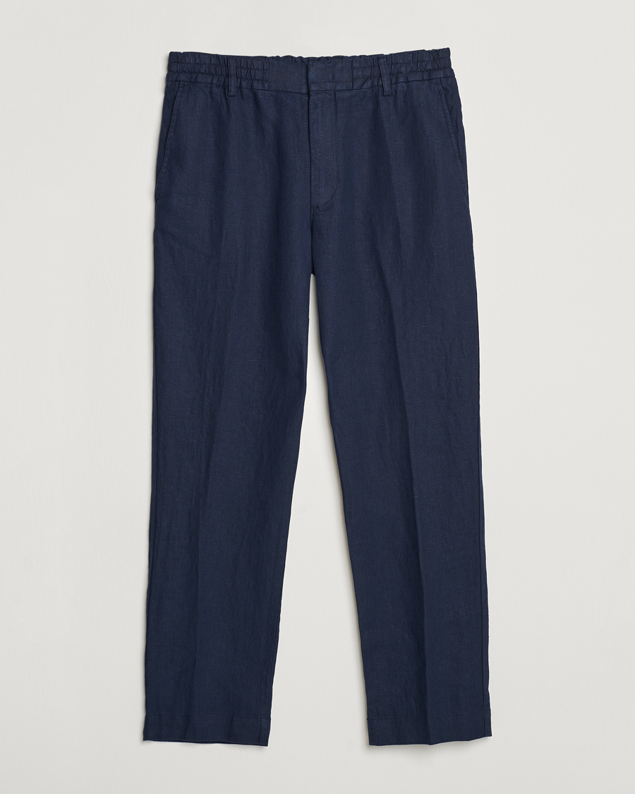 Herren |  | NN07 | Billie Linen Drawstring Trousers Navy Blue