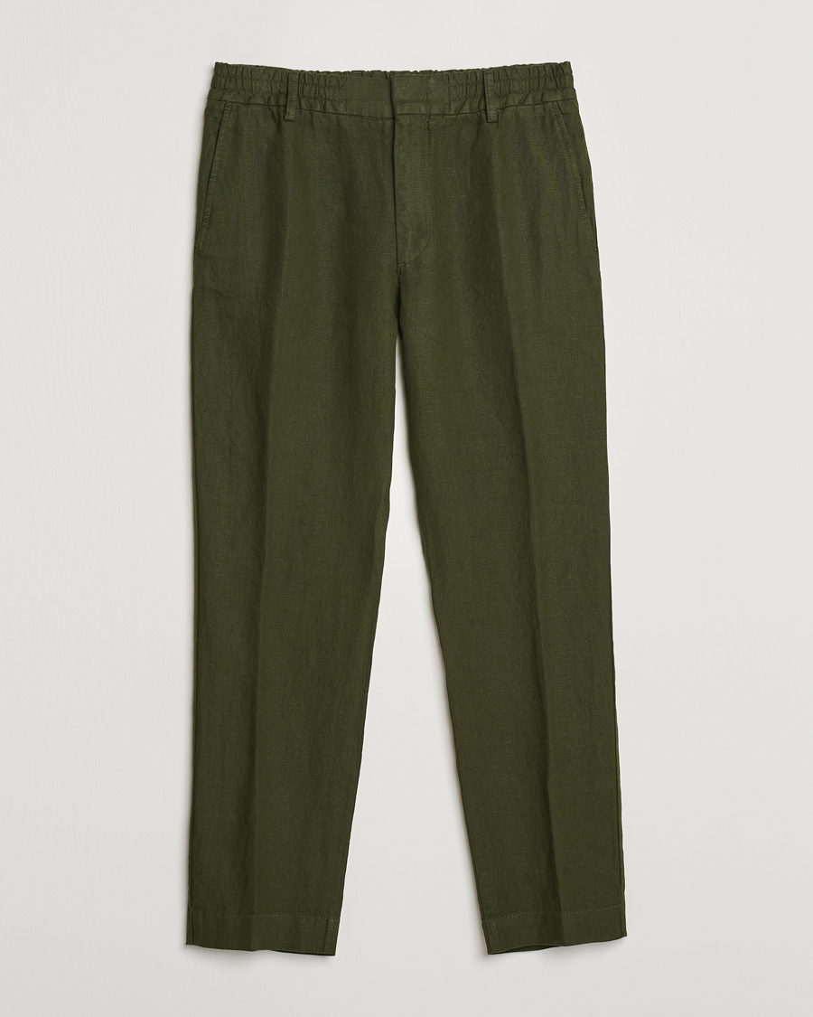 Herren |  | NN07 | Billie Linen Drawstring Trousers Rosin Green