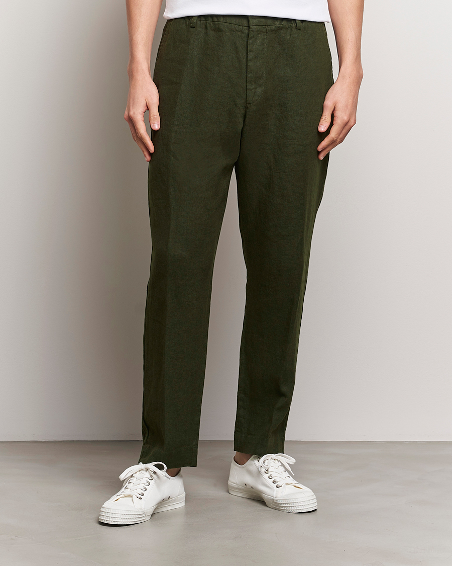 Herren | Kleidung | NN07 | Billie Linen Drawstring Trousers Rosin Green