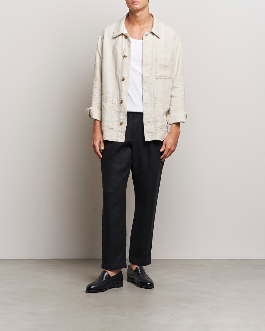 Herren | Hosen | NN07 | Billie Linen Drawstring Trousers Black