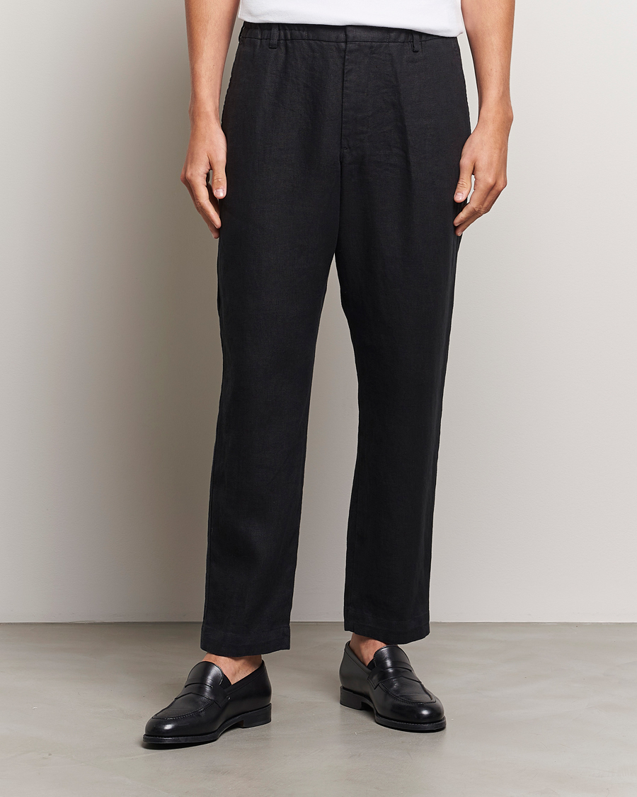 Herren | Hosen | NN07 | Billie Linen Drawstring Trousers Black