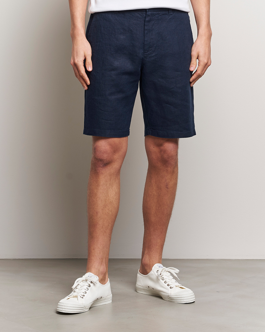 Herren | The Linen Lifestyle | NN07 | Crown Linen Shorts Navy Blue