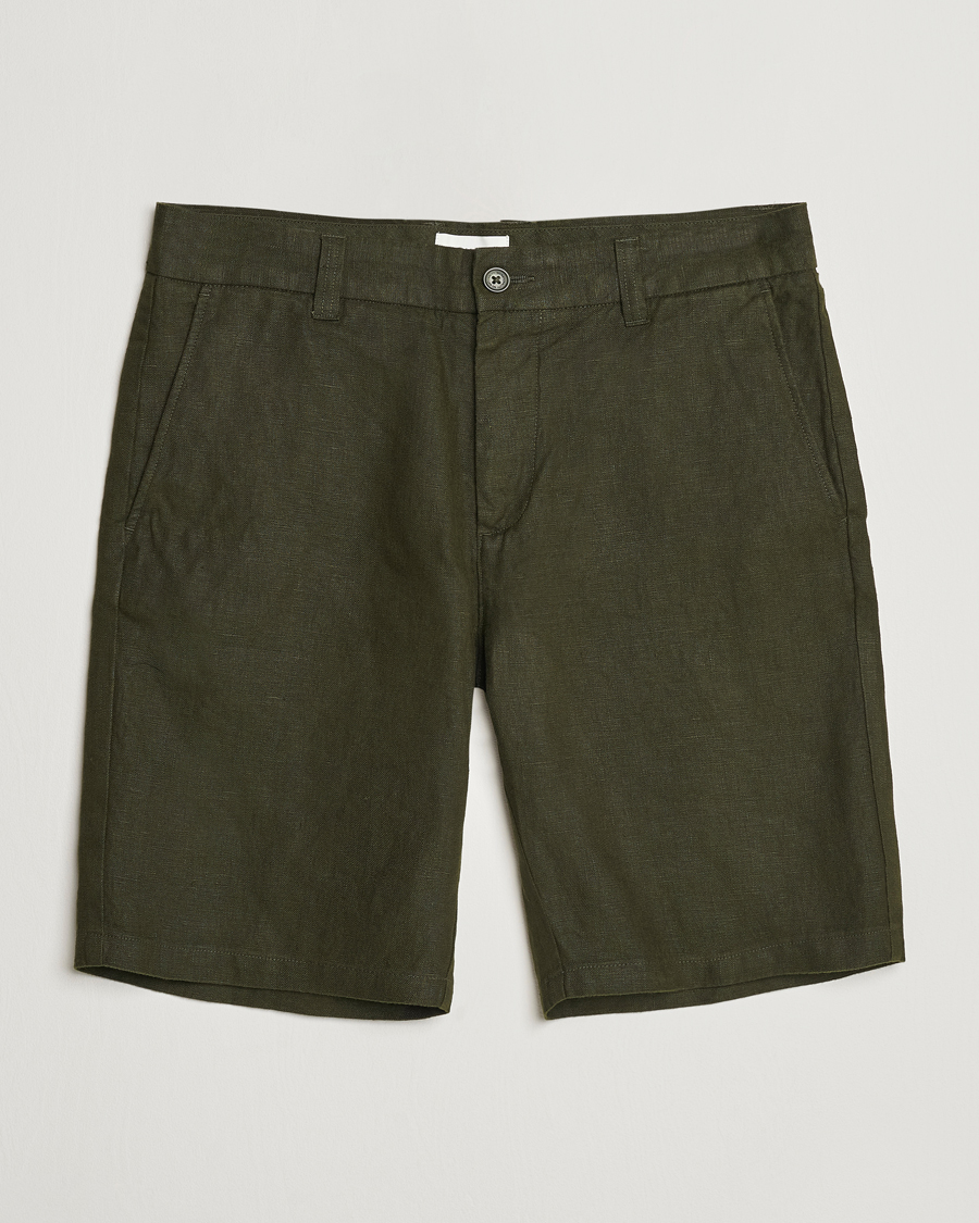 Herren |  | NN07 | Crown Linen Shorts Rosin Green