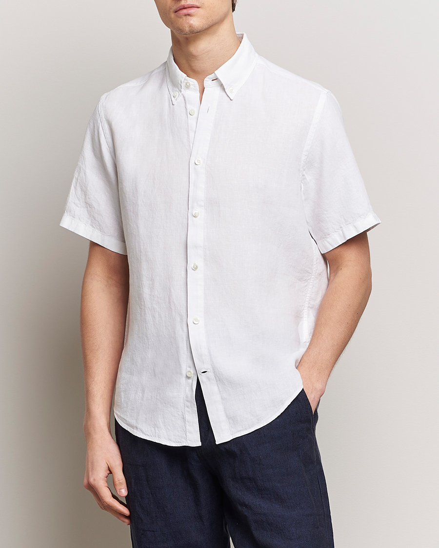 Herren | Kurzarmhemden | NN07 | Arne Linen Short Sleeve Shirt White