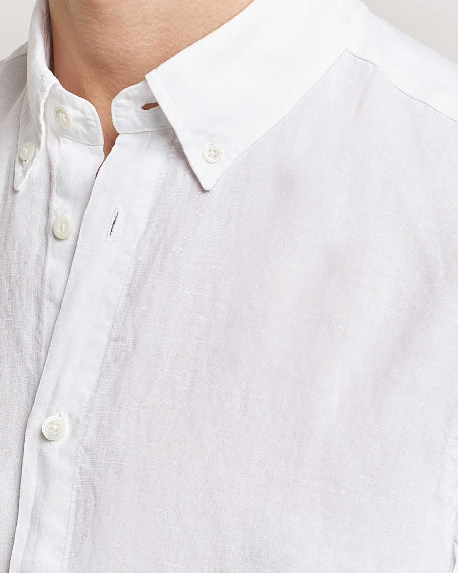 Herren | Hemden | NN07 | Arne Linen Short Sleeve Shirt White