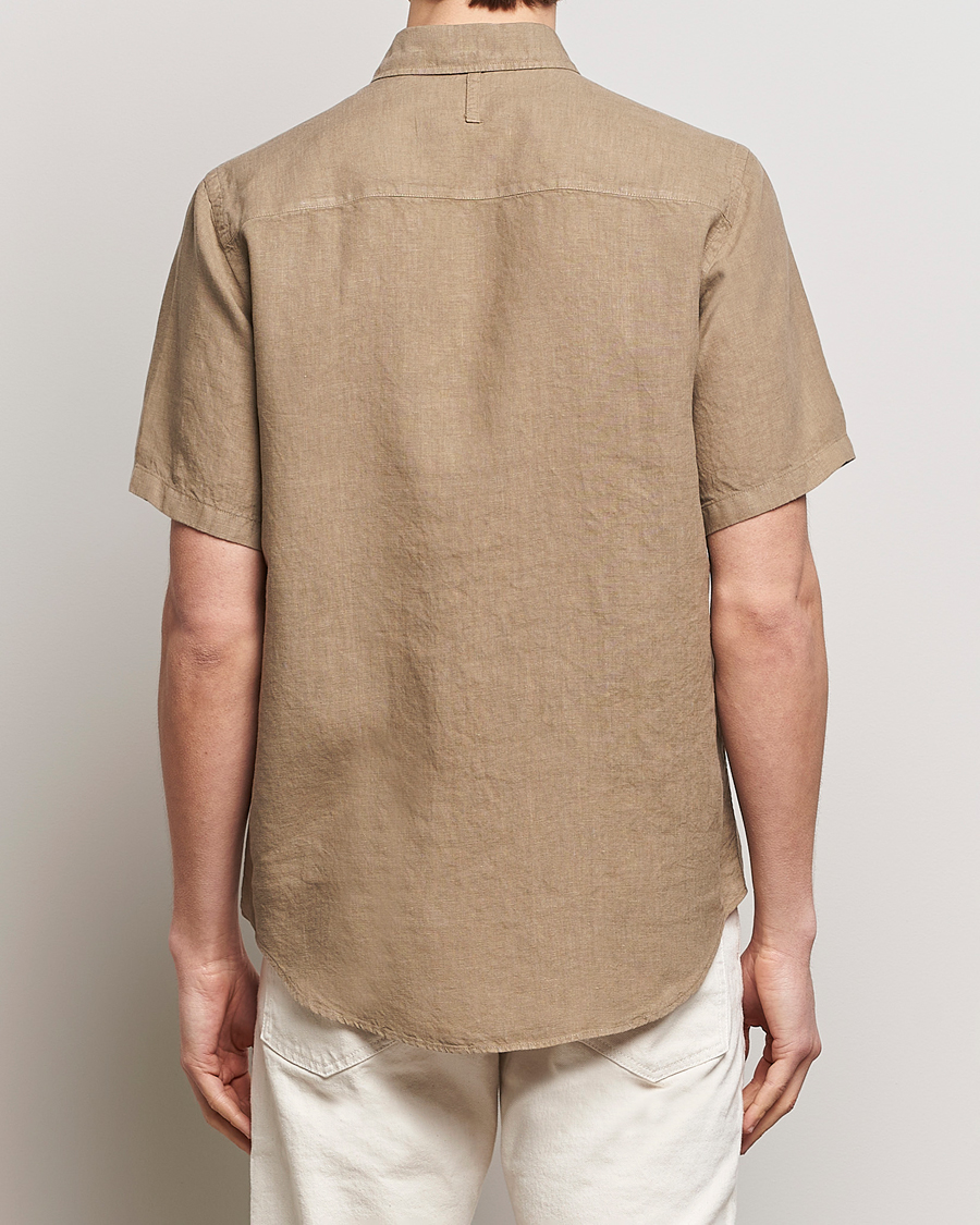 Herren | Hemden | NN07 | Arne Linen Short Sleeve Shirt Greige