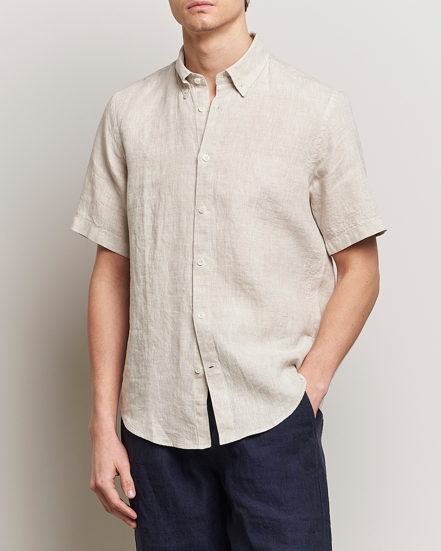 Herren | Kurzarmhemden | NN07 | Arne Linen Short Sleeve Shirt Oat