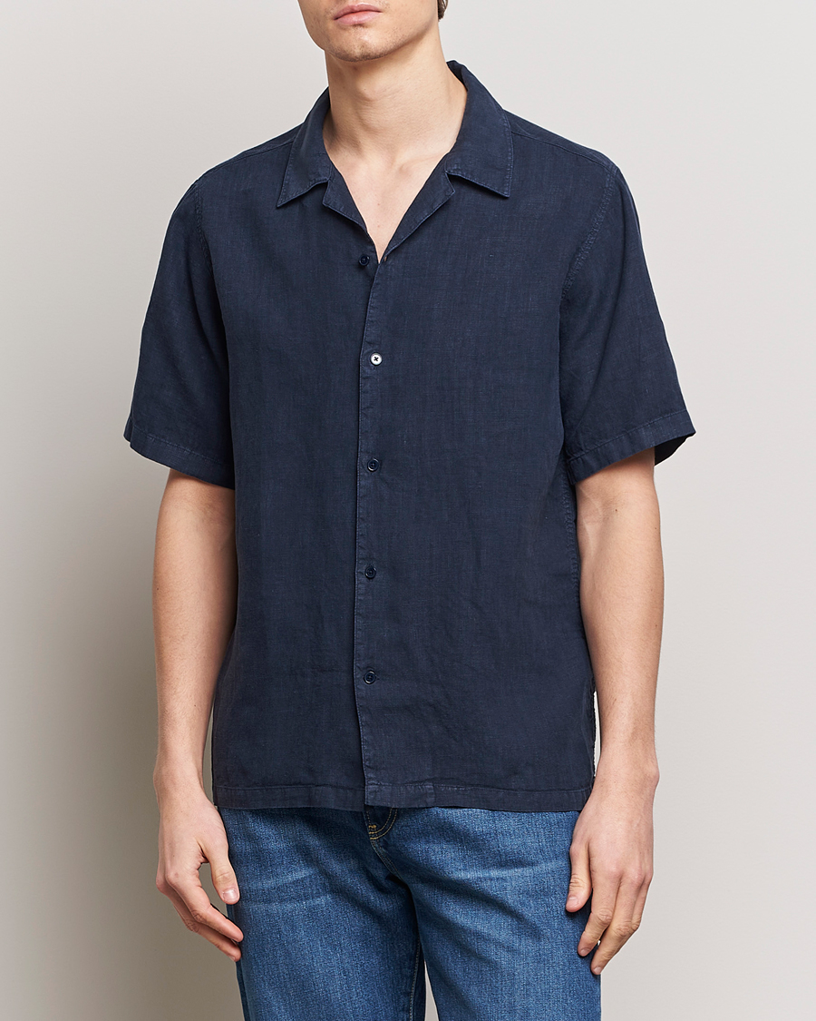 Herren | Neu im Onlineshop | NN07 | Julio Linen Resort Shirt Navy Blue