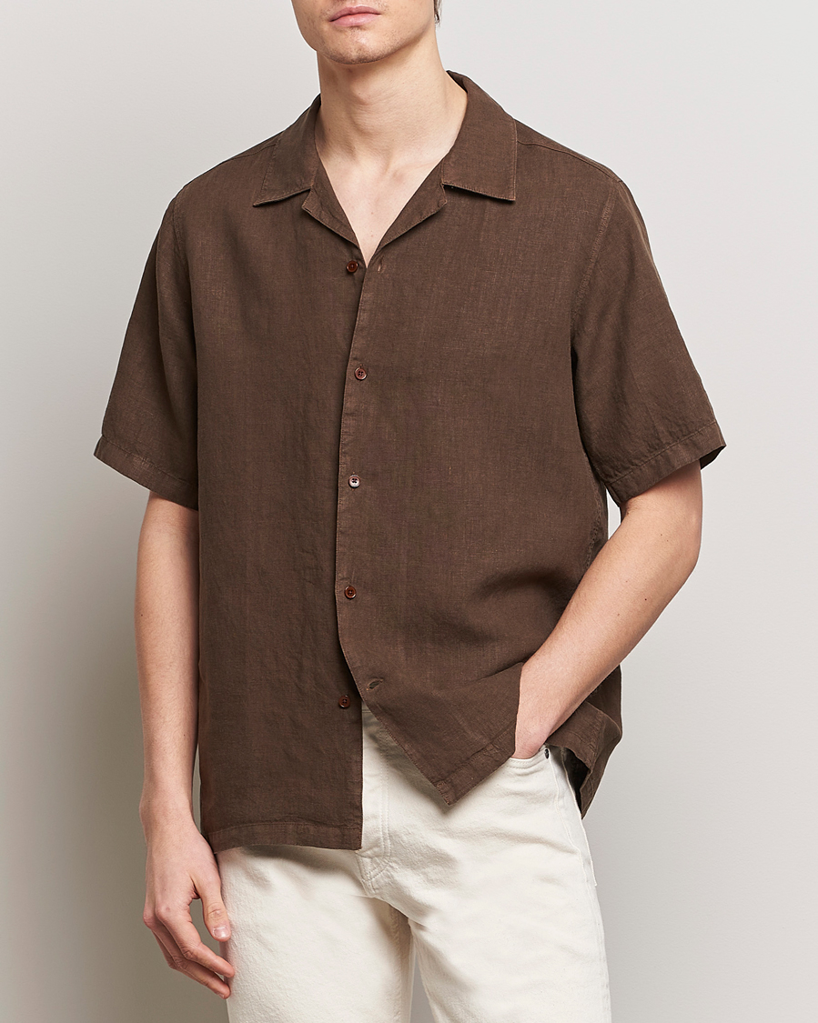 Herren | NN07 | NN07 | Julio Linen Resort Shirt Cocoa Brown