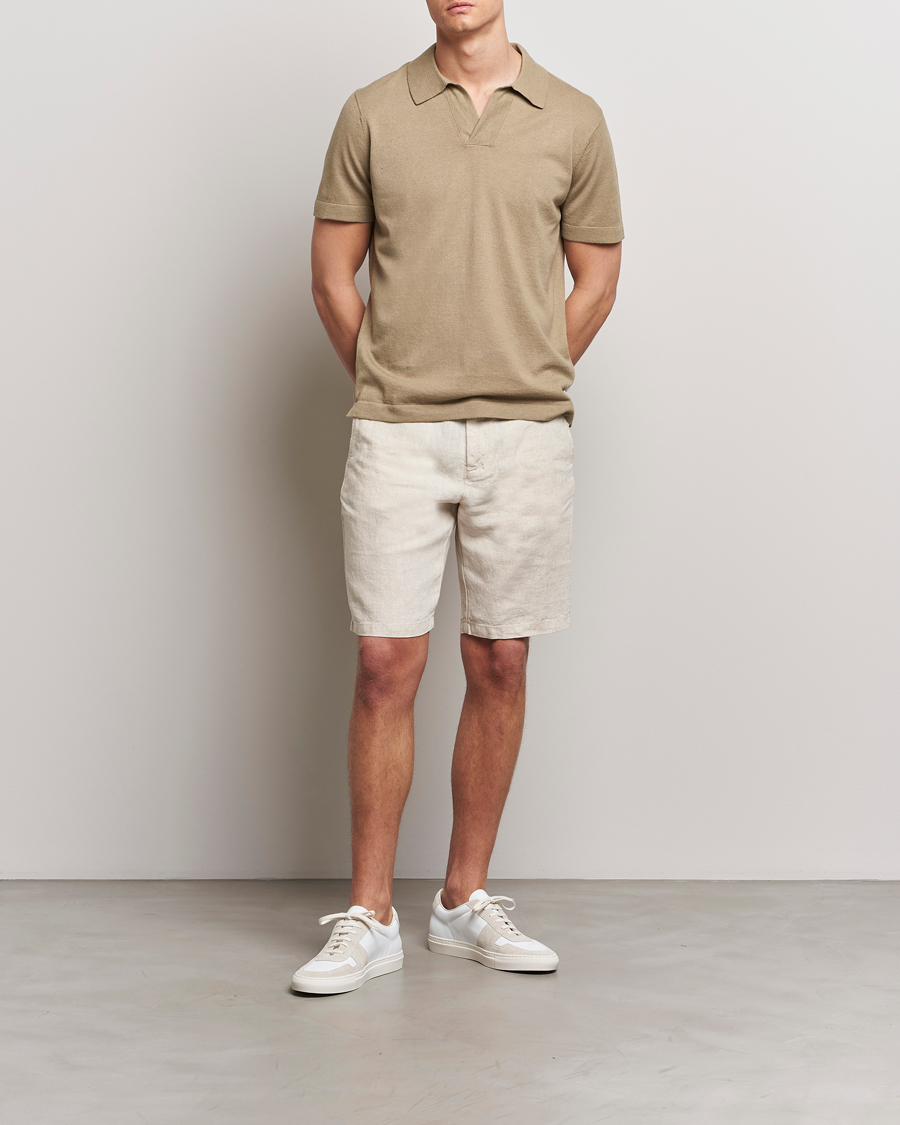 Herren | Poloshirts | NN07 | Ryan Cotton/Linen Polo Greige