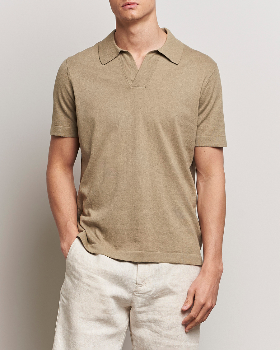 Herren | Poloshirts | NN07 | Ryan Cotton/Linen Polo Greige