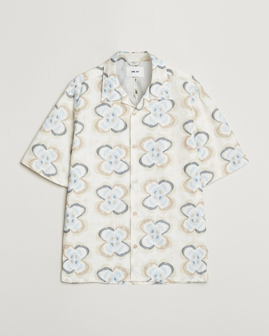 Herren | Hemden | NN07 | Ole Printed Short Sleeve Shirt Ecru Multi