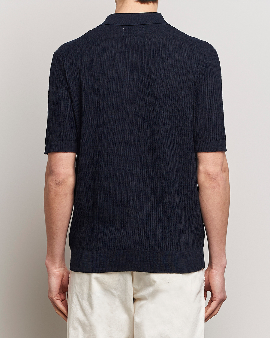 Herren | Hemden | NN07 | Nolan Knitted Shirt Sleeve Shirt Navy Blue