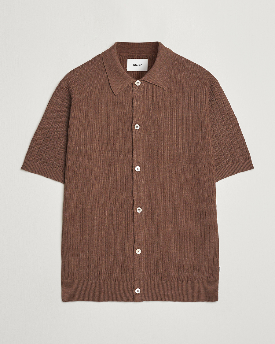 Herren | Hemden | NN07 | Nolan Knitted Shirt Sleeve Shirt Cocoa Brown