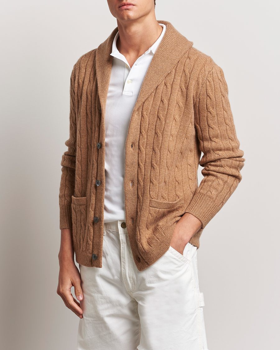 Herren | Pullover | Polo Ralph Lauren | Cashmere Cable Shawl Cardigan Brown Sugar Melange