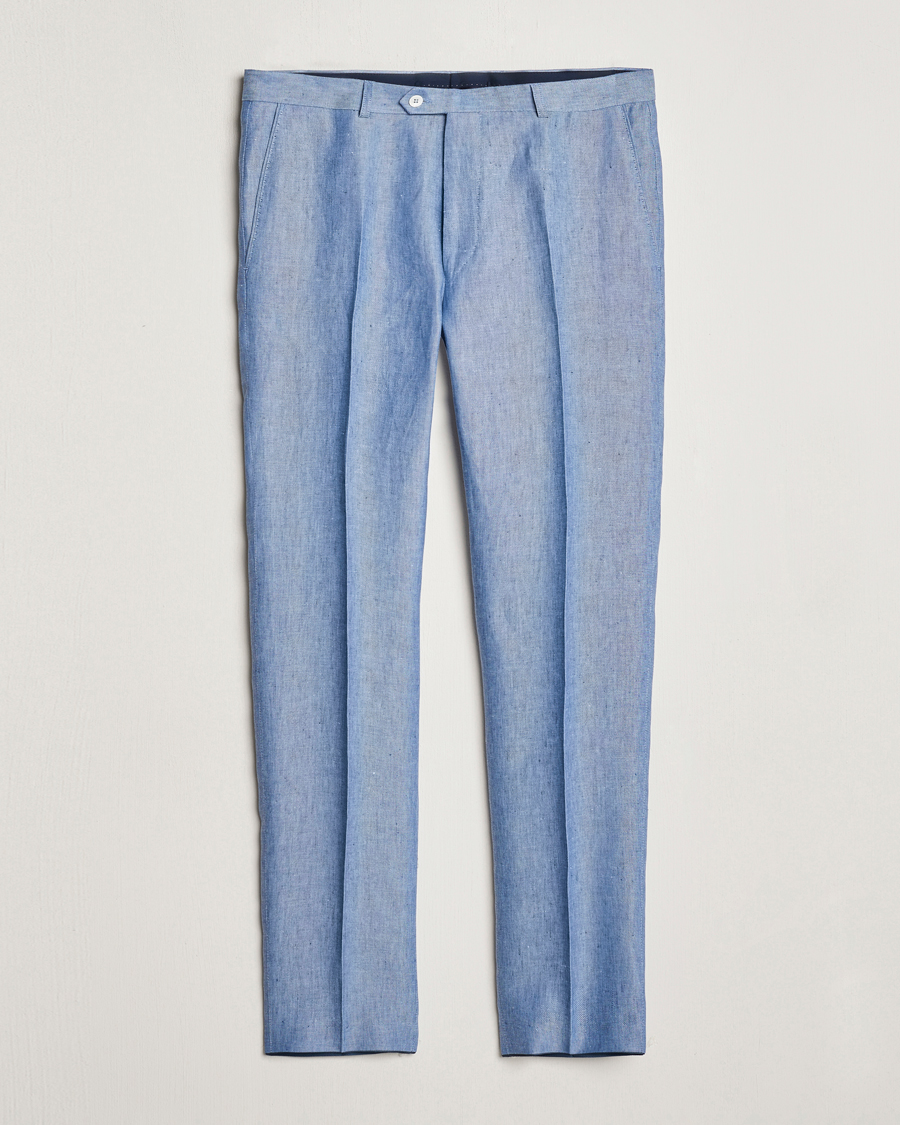 Herren | Hosen | Oscar Jacobson | Denz Linen Trousers Smog Blue