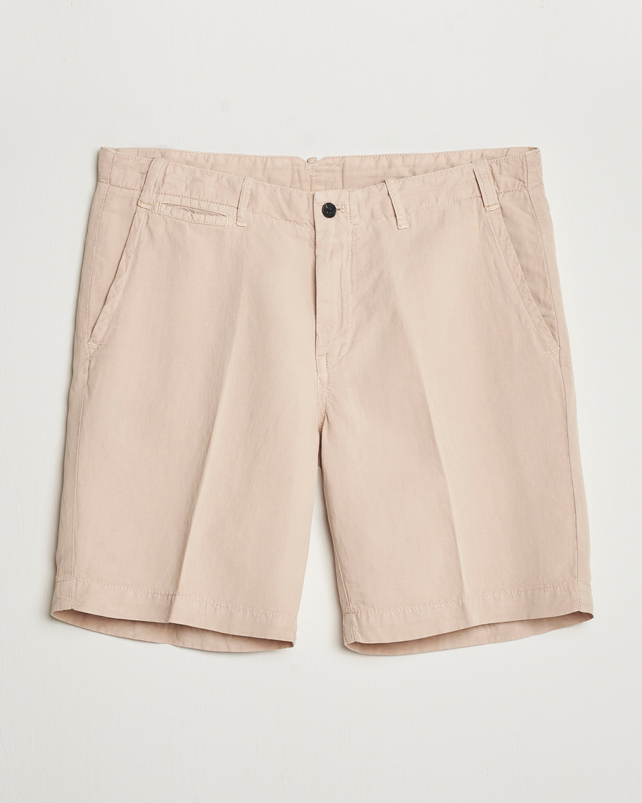 Herren | Shorts | Oscar Jacobson | Poggio Washed Linen Shorts Beige