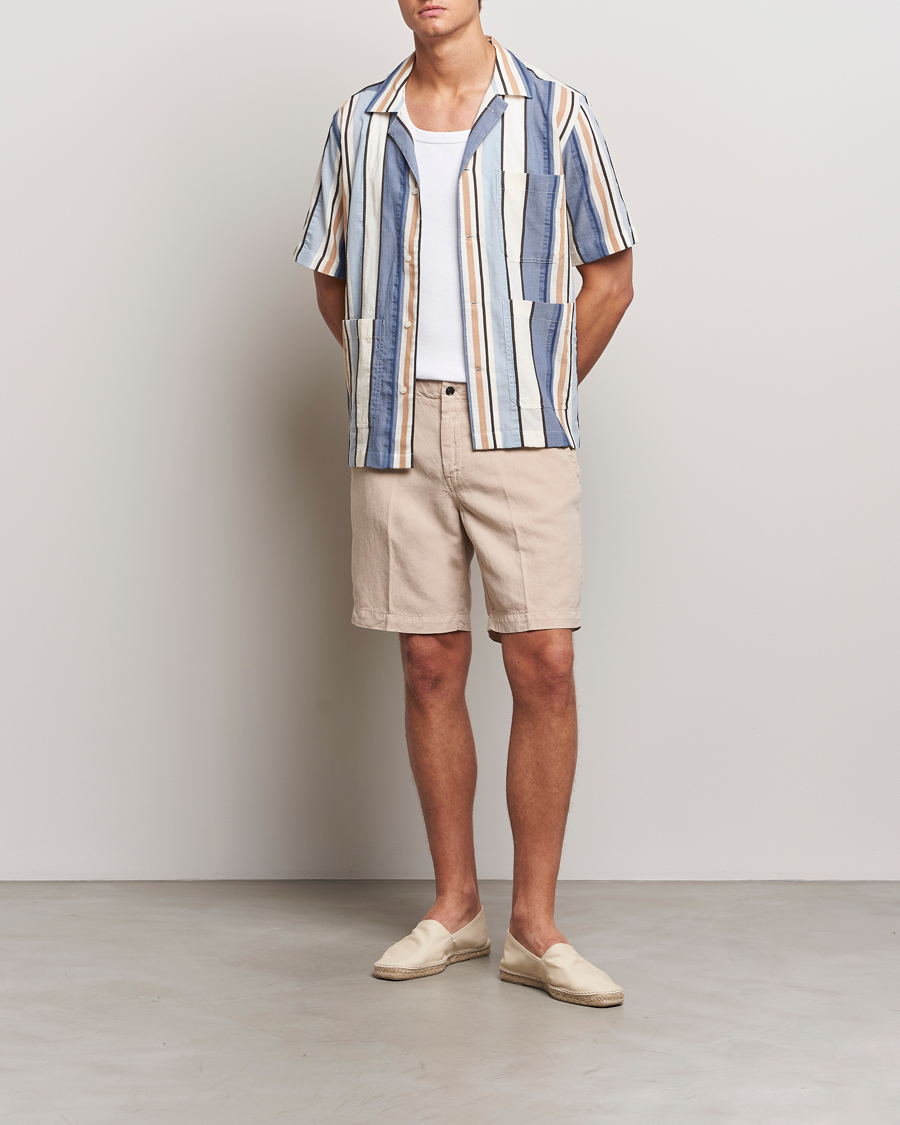 Herren | Shorts | Oscar Jacobson | Poggio Washed Linen Shorts Beige